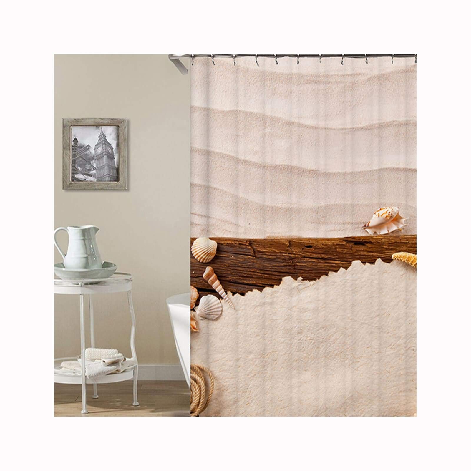 AueDsa Shower Curtains Bathroom Shower Curtains 3D Wood White Anti Mildew Shower Curtain Bath Curtain 180x180CM