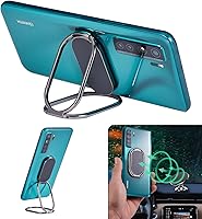 Vista 10 de Soporte de anillo para teléfono, soporte plegable para teléfono celular, rotación de 360°, soporte de agarre de anillo de metal para montaje plateado