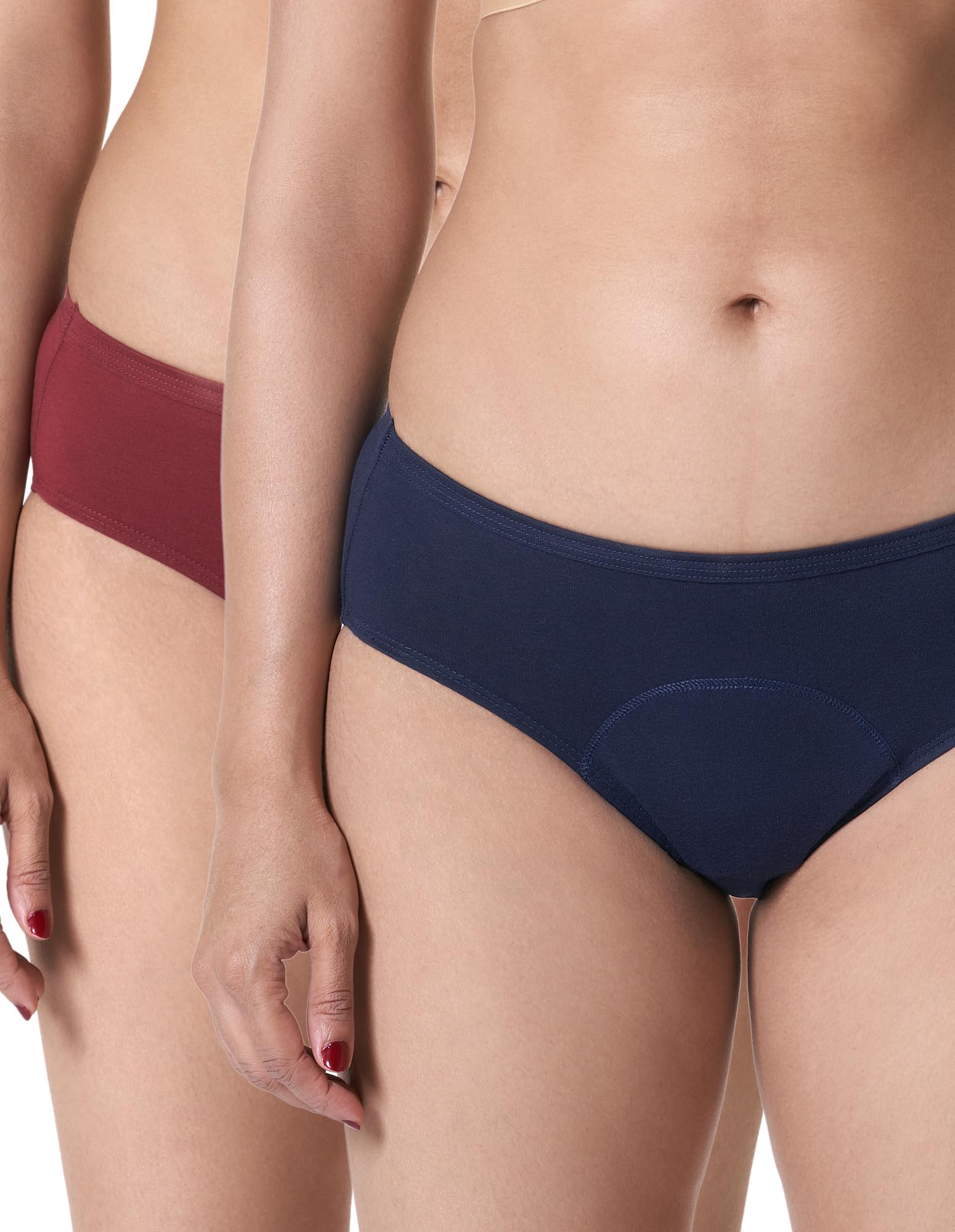 BLOSSOM Happy Period Women’s Reusable Cotton Hipster Period Panties Leak-Resistant PU Lining and Soft, Skin-Friendly Fabric,Use Along with Pads_Pack of 2.