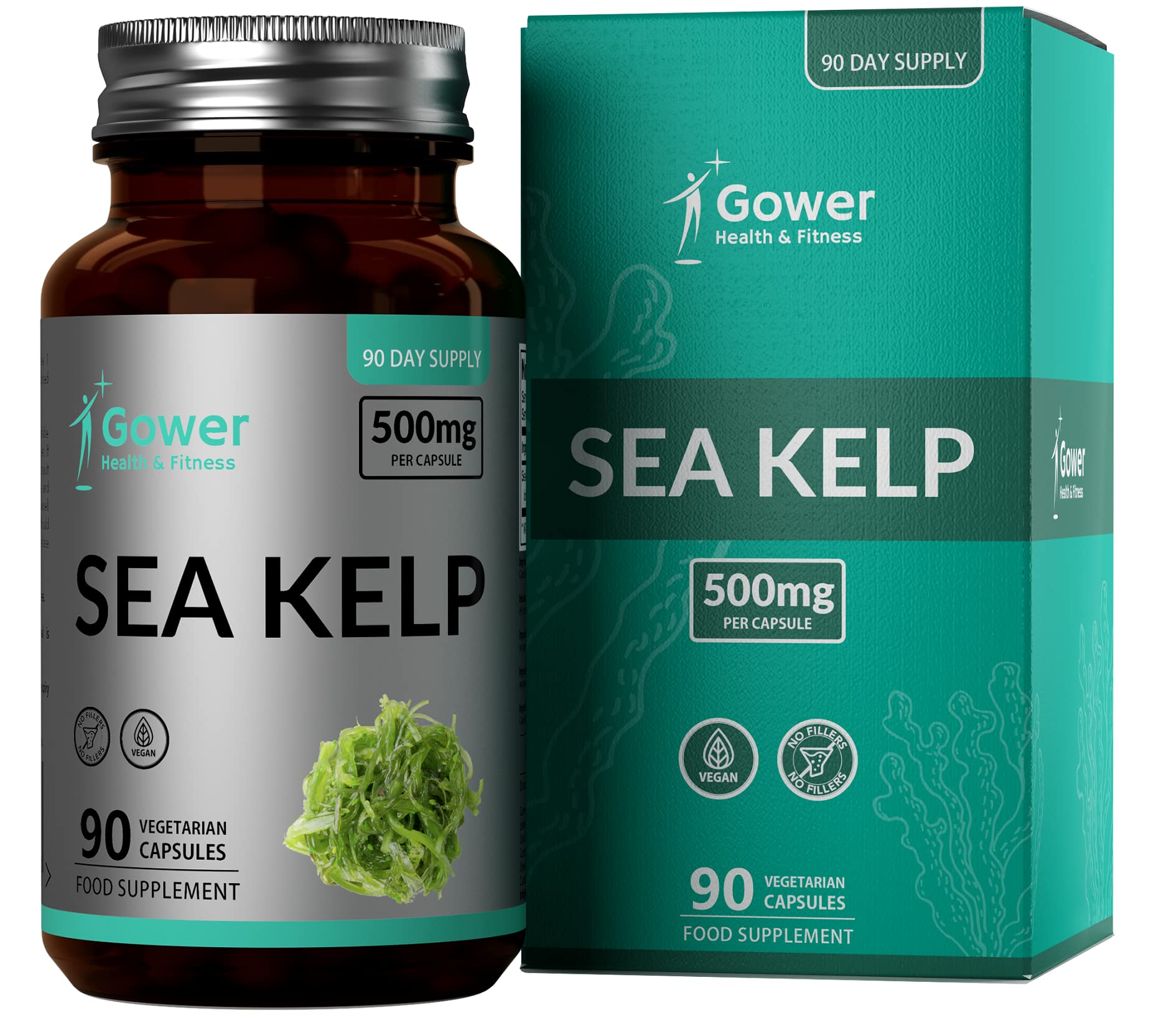 GH Jod Tabletten | 90 Vegane Jodtabletten – 500mg pro Kelp Kapsel | Iod Tabletten aus Braunalgen | Gentechnik-, gluten-, milch- und allergenfrei | Hergestellt in ISO-zertifizierten Betrieben in GB
