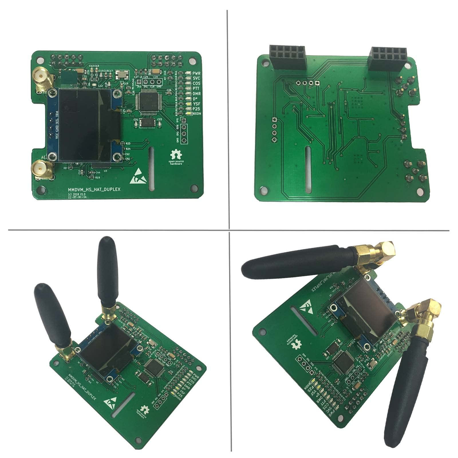 Upgraded Duplex mmdvm Hotspot Board Hat Two Timeslots Two Colors OLED Low BER 0 Offset TF Card Pi-Star Software Written Antenna