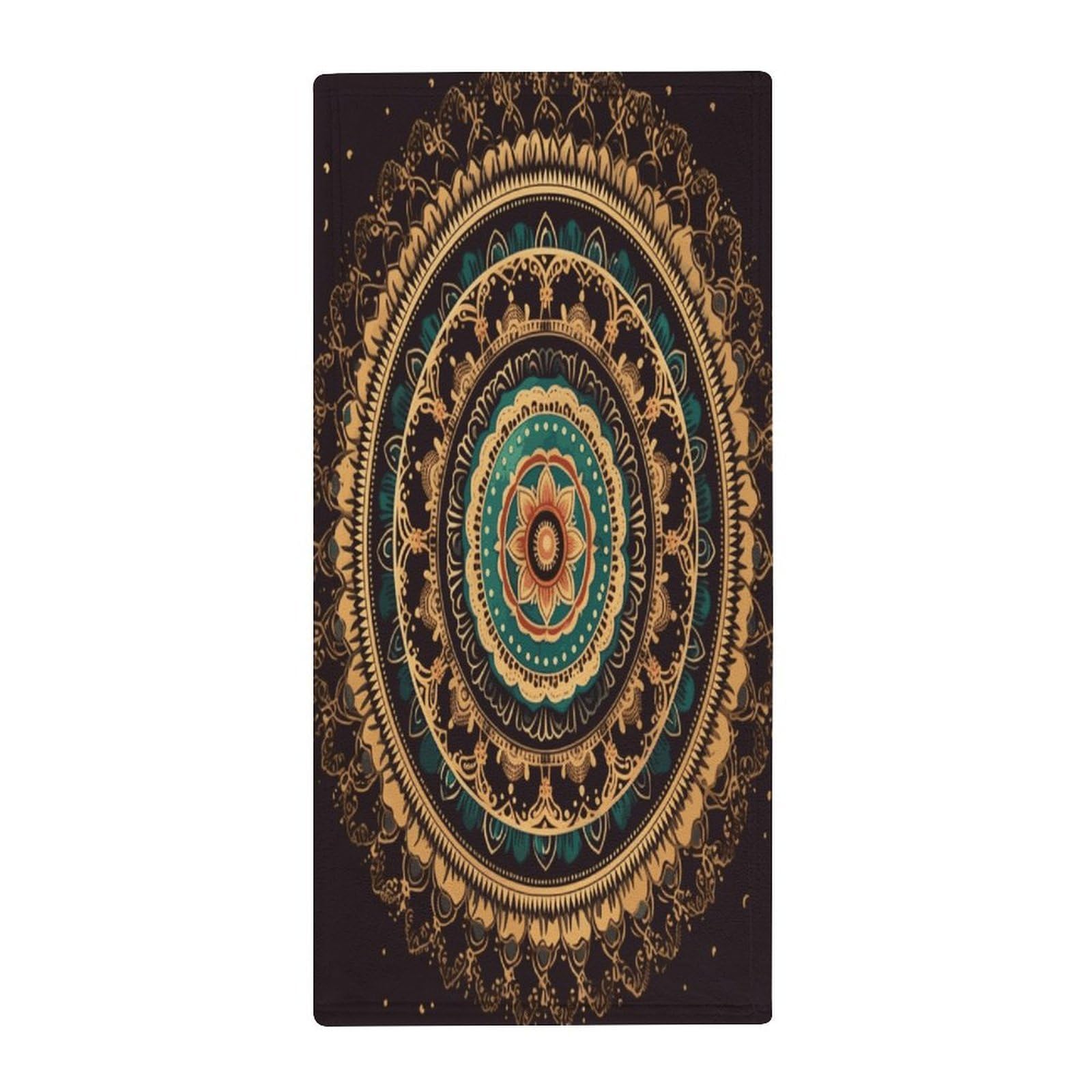 FekiLoot Mandala Hand Towels Coral Velvet Highly Absorbent Towel,Classic Luxury Printed Hand Towels Soft Hands Face Towel for Bathroom Kitchen Salon Workout 13.8 X 28.7 in
