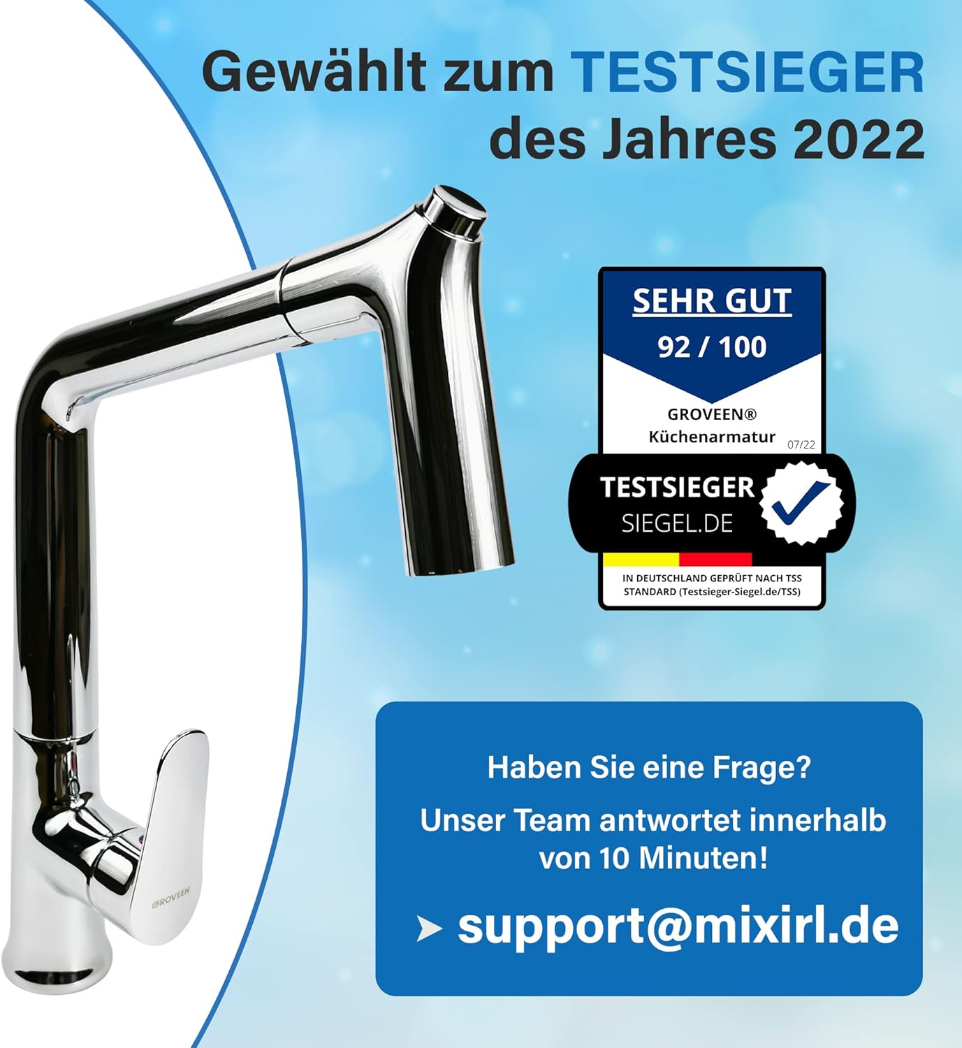 GROVEEN® Kitchen Tap Extendible Kitchen Tap with Shower Head Tap