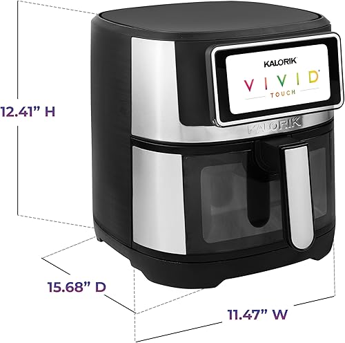 Miniatura 6 de Kalorik Freidora de aire Serie VIVID TOUCH de 5 cuartos de galón de capacidad con pantalla táctil de alta resolución, 202 ajustes preestablecidos de