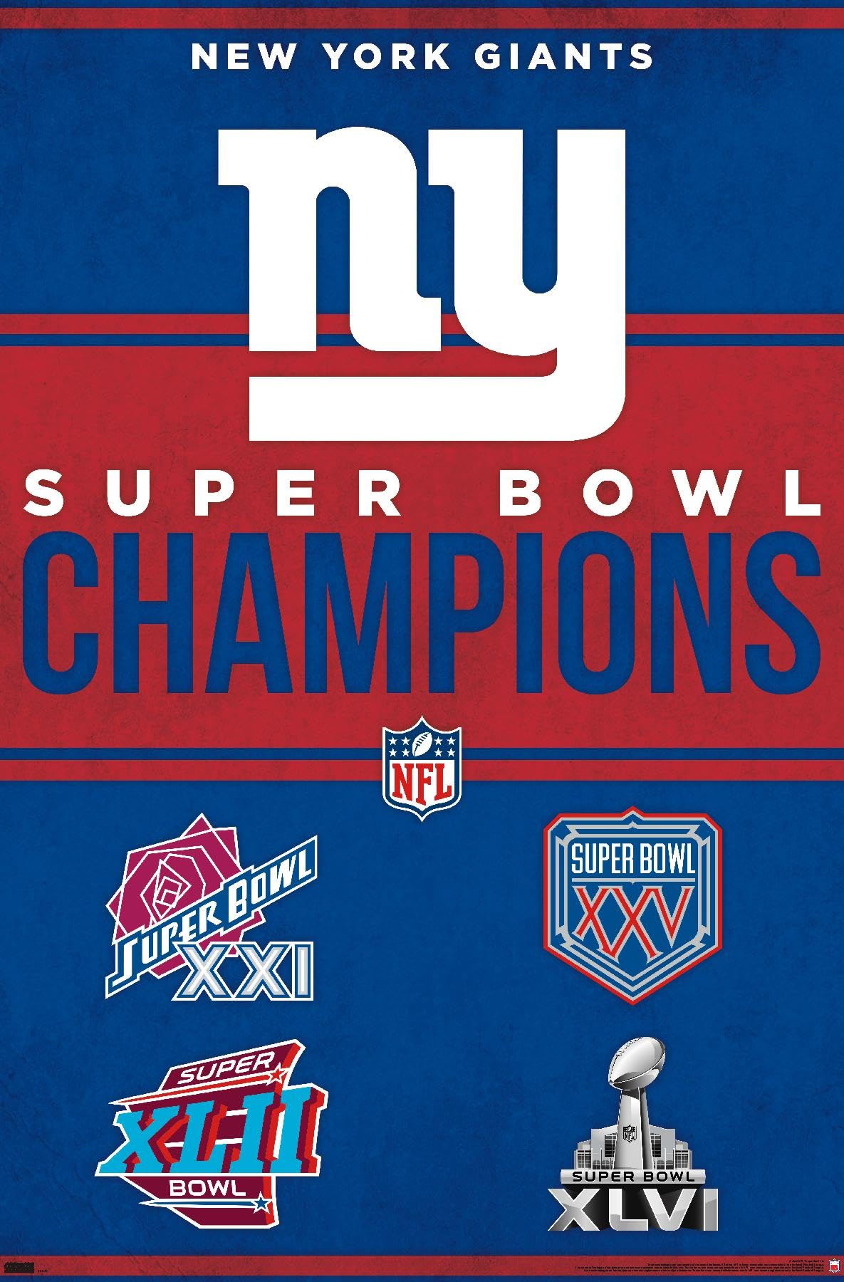 NFL New York Giants - Champions 23 Wall Poster, 34L" x 22.4W", Unframed Version