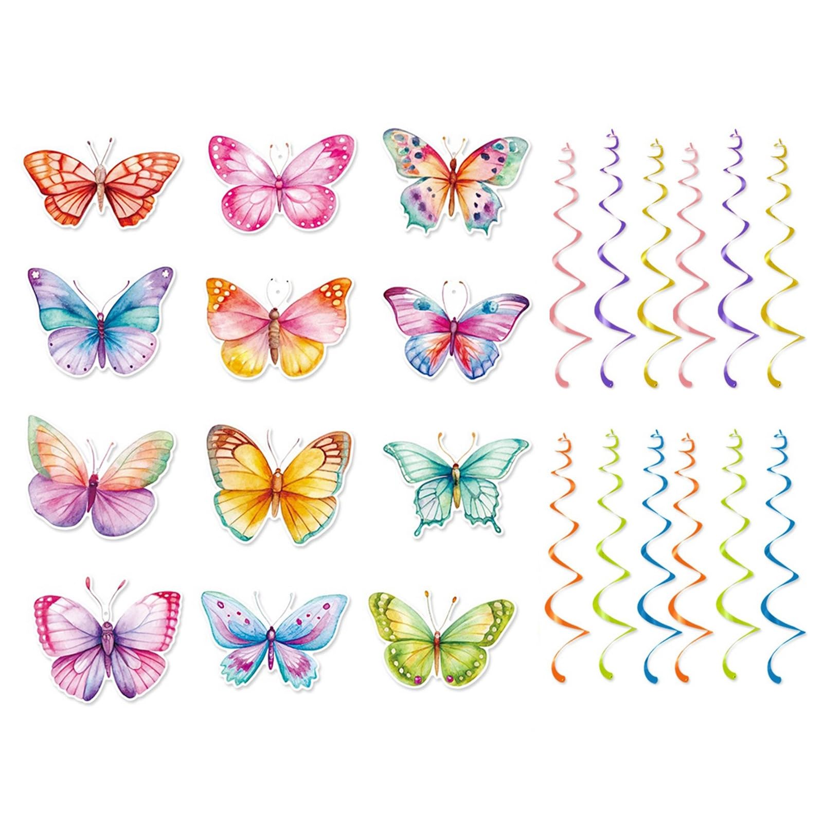 NEWFT Colorful Butterfly Swirls Ceiling Ornament Wall Hanging Swirls Ceiling Hanging Decorations for Wedding Birthday Festival