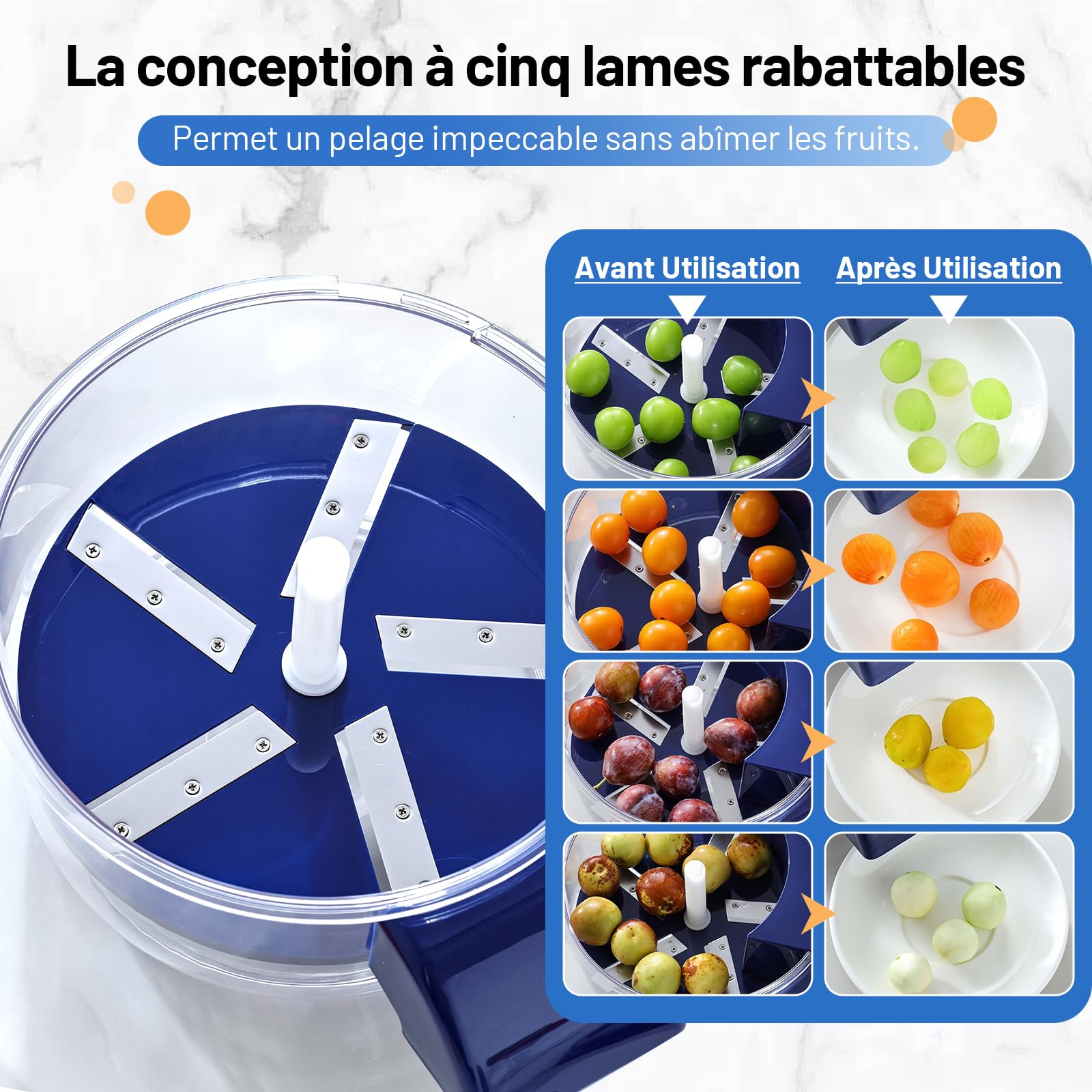 MagiDeal Machine à éplucher les Raisins électrique, Outil Automatique pour éplucher de Tomates de Fruits, éplucheur D'ail, Rechargeable Par USB, Accessoires Efficaces Outil de Cuisine pour L'ail