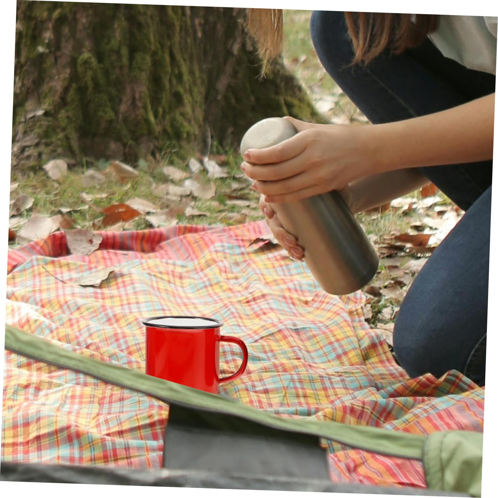 4stücke Teiliges Retro Emaille Trinkbecher Handliche Camping Für Kaffee Tee Milch Für Outdoor-aktivitäten Und Frühstück Zu Hause