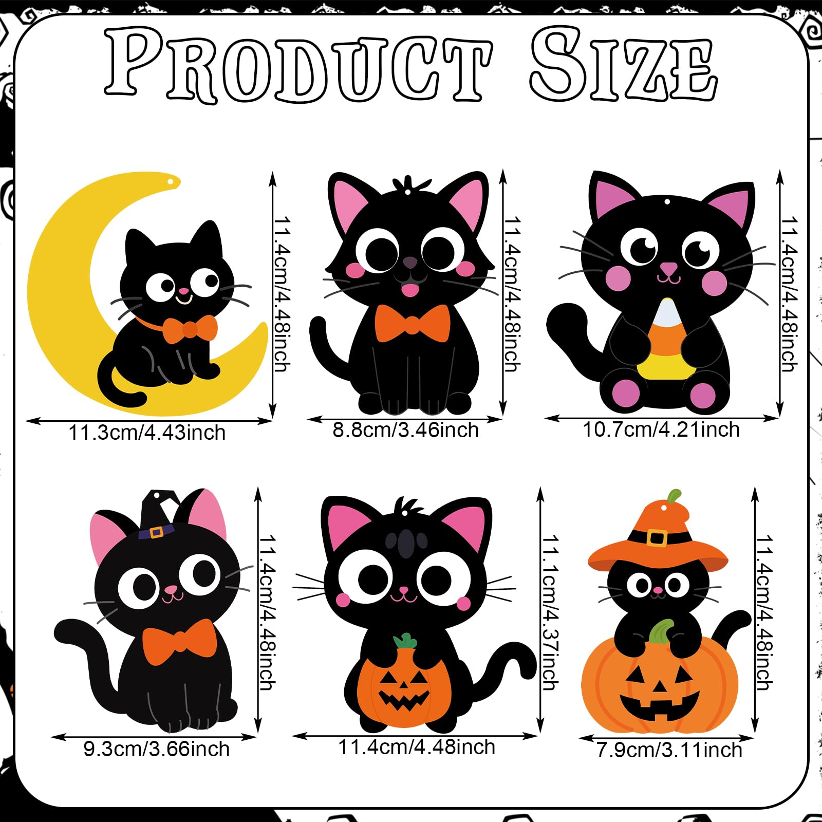 Condition photo showing New/Like New for Yexiya 24 Sets Halloween Craft Kits Black Cat Crafts DIY Hanging Ornaments with Sticker and Ribbon Pumpkin Moon Corn Paper Hanging Decor for Halloween Party Decoration