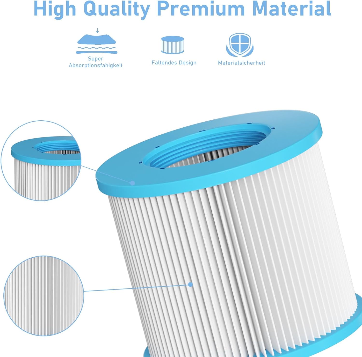 Spa Filter Replacement Cartridges, Pool Filters Hot Tub Accessories, Compatible with All RELXTIME Hot Tub, ALEKO Hot Tub, Wejoy Hot Tub Aquaspa, Screw-in Spa Filters (6 Filters + 6 Filter Covers) - Image 4