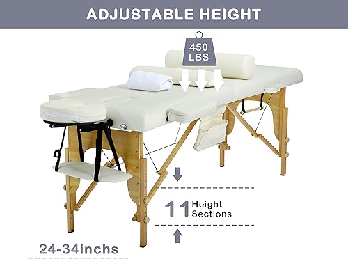 Miniatura 3 de Mesas de masaje, cama de pestañas portátil de 73 pulgadas, mesa de tatuaje portátil de altura ajustable, 2 mesas de quiropráctica plegables con