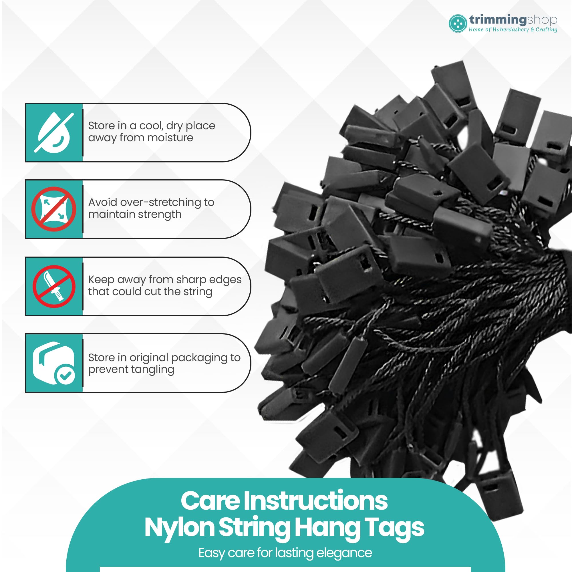 Trimming Shop 7 Inch (18cm) Largo, 100pcs Nylon Blanco Cuerda Colgar Etiquetas Cierres Con Cierre Bloqueo Para Etiquetas, Ropa, Joya, Equipaje Y Para Seguridad Productos - Blanco