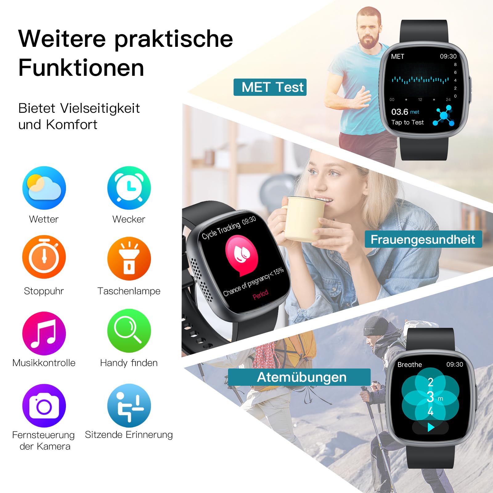 2025 Smartwatch mit EKG+HRV/BMI/Harnsäure, 1.75'' HD Gesundheitsuhr Herren Damen mit 24H Blutdruck, Herzfrequenz, Körpertemperatur, SpO2, Schlafmonitor, Fitnessuhr für Android iOS
