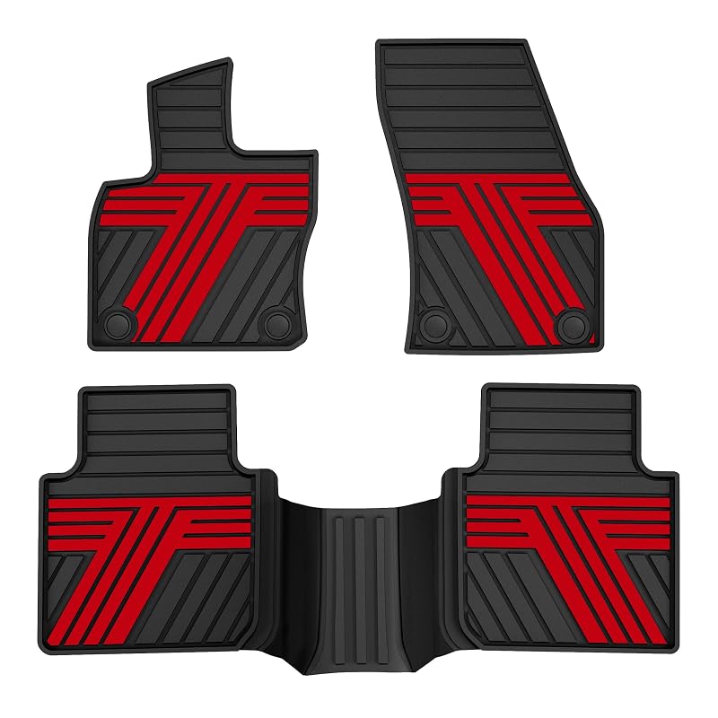 Tapetes Automotivos de Borracha TTX LIGHTING para VW Tiguan 2018–2024 Preto e Vermelho