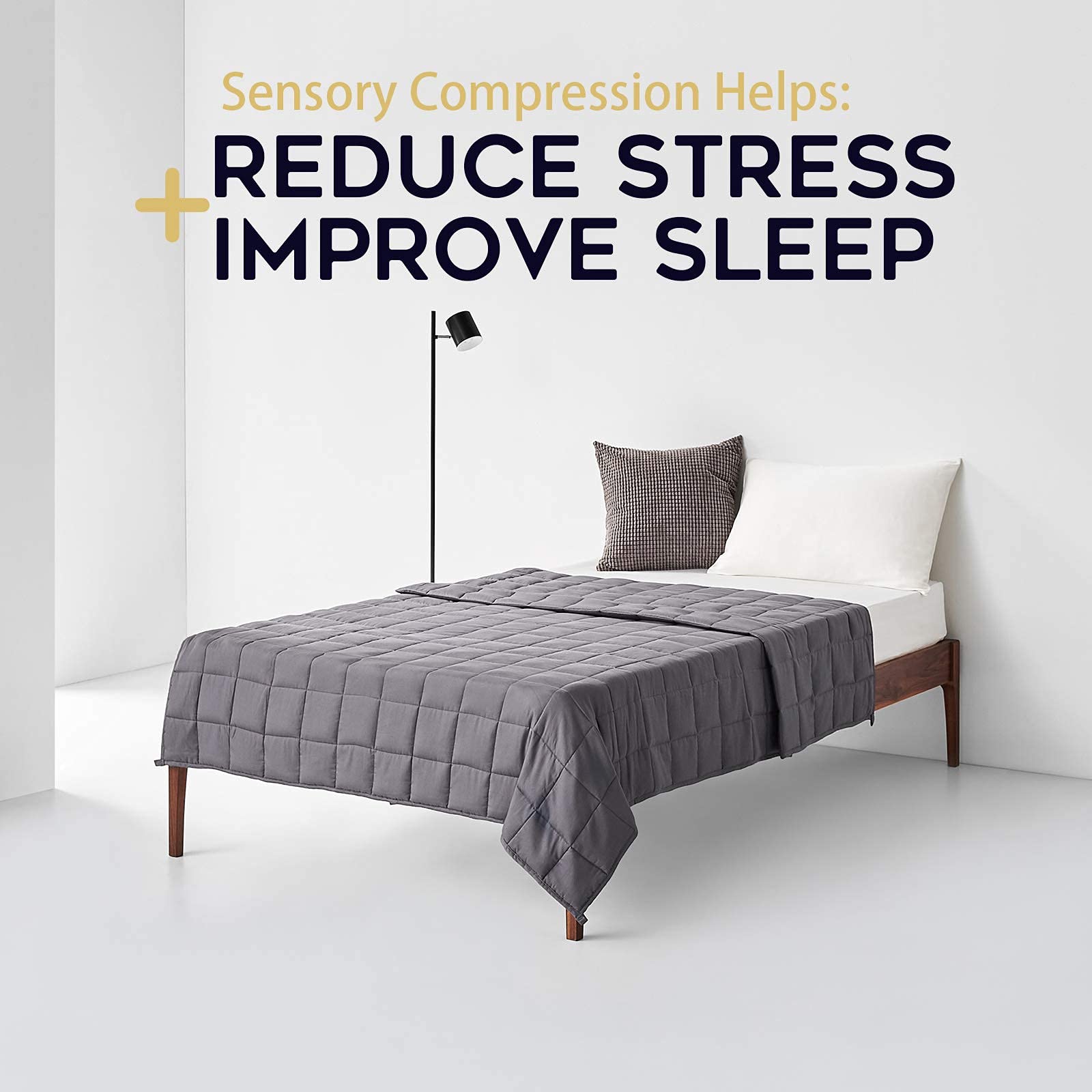 YnM Oeko-Tex Certified Premium 60 x 80 Inch 20 Pound Cotton Calming Heavy Weighted Blanket with Glass Beads for Queen and King Beds, Dark Grey