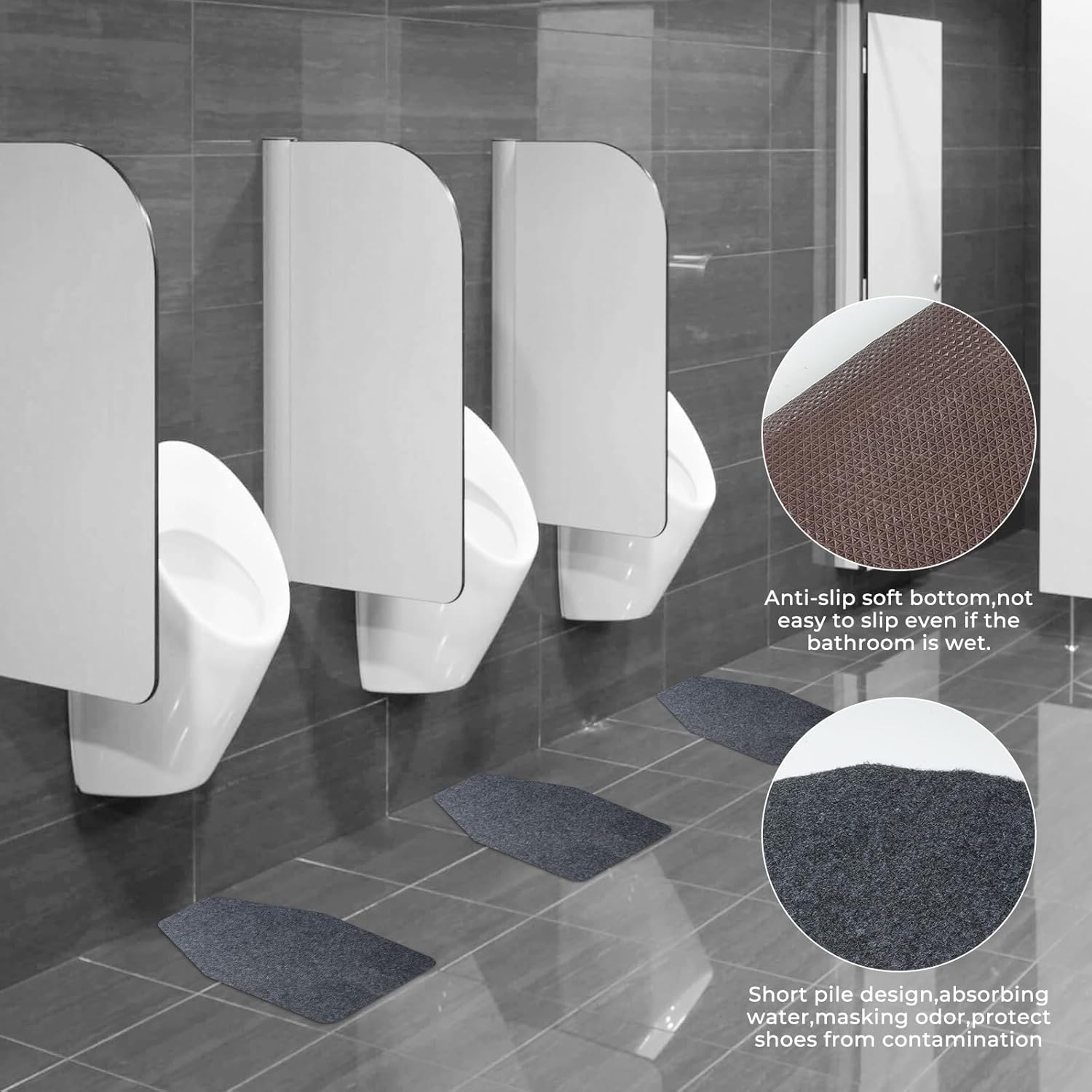 12PCS Urinal Mats, Urinal Mats for Men Bathroom, Non-Slip Urinal Mat, Water Absorption Deodorization Urinal Mat, Commerical Disposable Urinal Pads, for Men’S Restroom Urine Eliminating Odor（Black）
