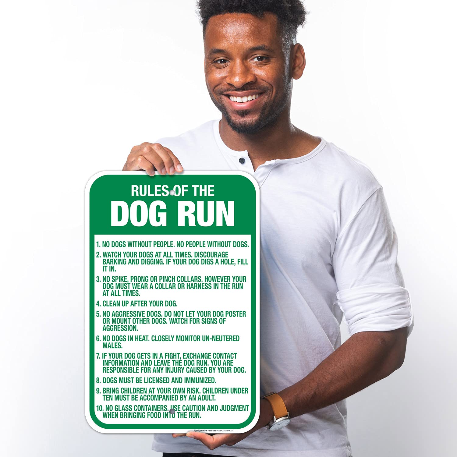 Rules of Dog Run Sign, 12x18 Inches, Rust Free .063 Aluminum, Fade Resistant, Made in USA