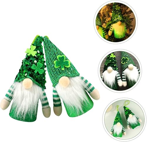 Miniatura 4 de IMIKEYA 2 adornos para muñeca, gnomos irlandeses, trébol, enano, decoración de felpa para salas de casa, gnomo iluminado, relleno de gnomo de