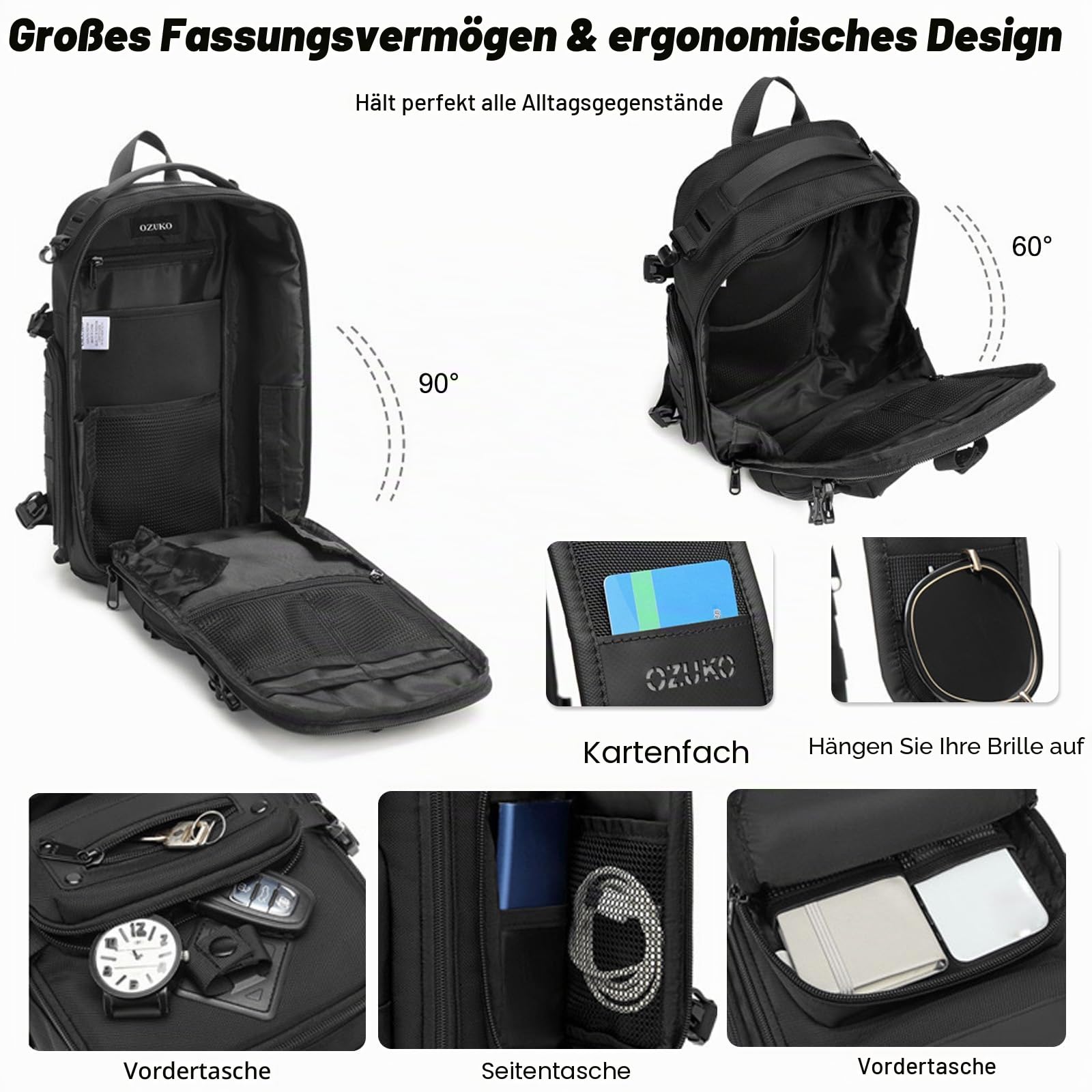 FANDARE Taktisch Brusttasche für Herren Bauchtasche Schultertasche Crossbody Sling Bag mit Stativhalterung Umhängetaschen Verstellbare Schultergurte für Wandern Reisen Crossover Daypacks Camo