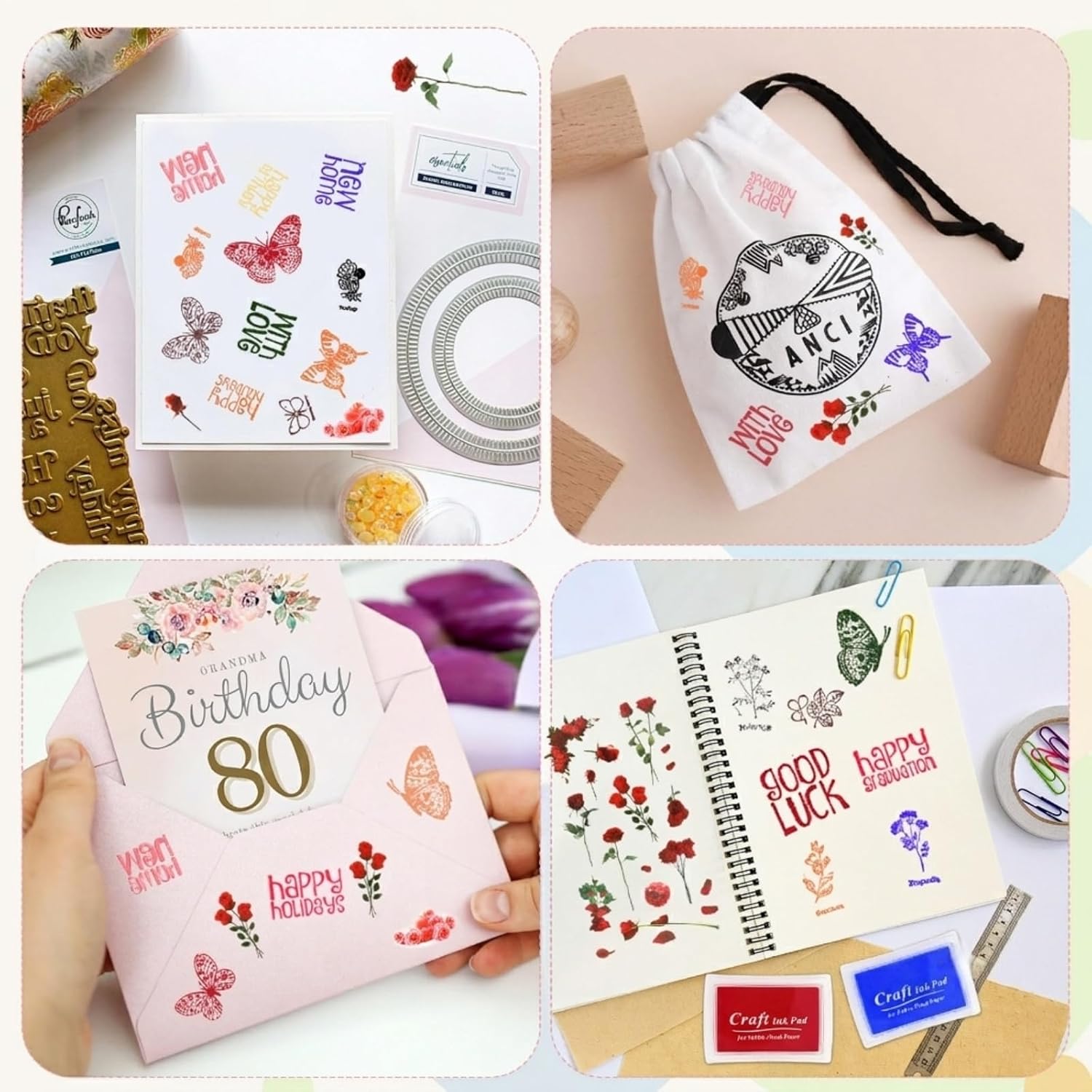 HAFFUZI Washable Stamp Pads for Kids, Ink Pads for Rubber Stamps, 8 Color Craft Ink Pads for DIY,Paper,Fabric Wood, Scrapbooking,Fingerprint Stamps