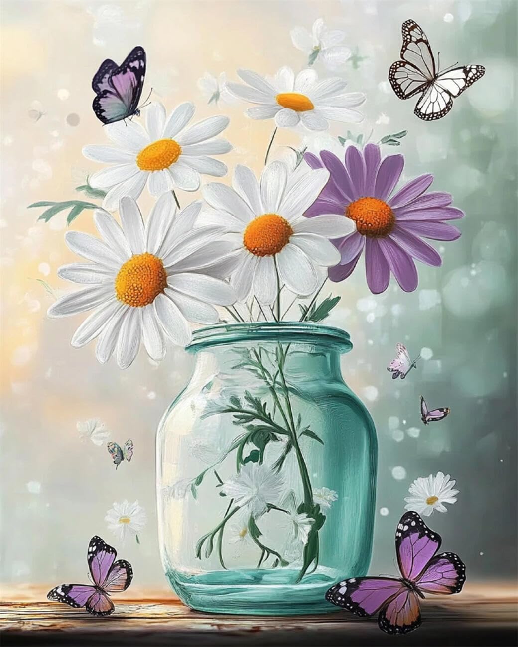 RKFLGEW DIY Embroidery Beads Set Cartoon Daisy 30x40cm