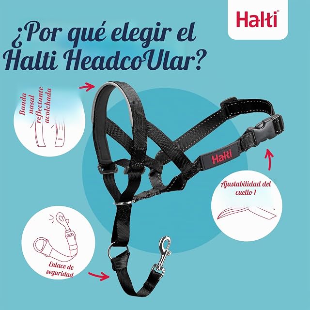 Foto 3 de 5 de Collar Ronzal HALTI - Para evitar que tu perro tire de la correa, Ajustable y Ligero, con banda de nariz…