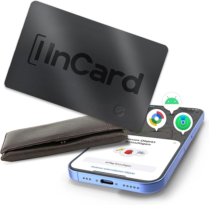 Wallet Tracker (Both iOS and Android) IP68 Bluetooth Smart Finder Card GPS Tracker for Bags Passport Works with Apple Find My (Apple MFi Certified) & Google Find My Device - Over 5 Year Battery Life