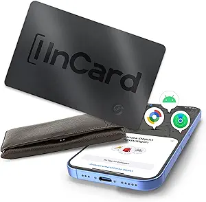 Ultra-Thin Air Tag 0.07in Wallet Tracker (Both iOS and Android) IP68 Bluetooth GPS Tracker for Bags Passport Works with Find My (Apple MFi Certified) & Google Find My Device - 5 Year Battery Life