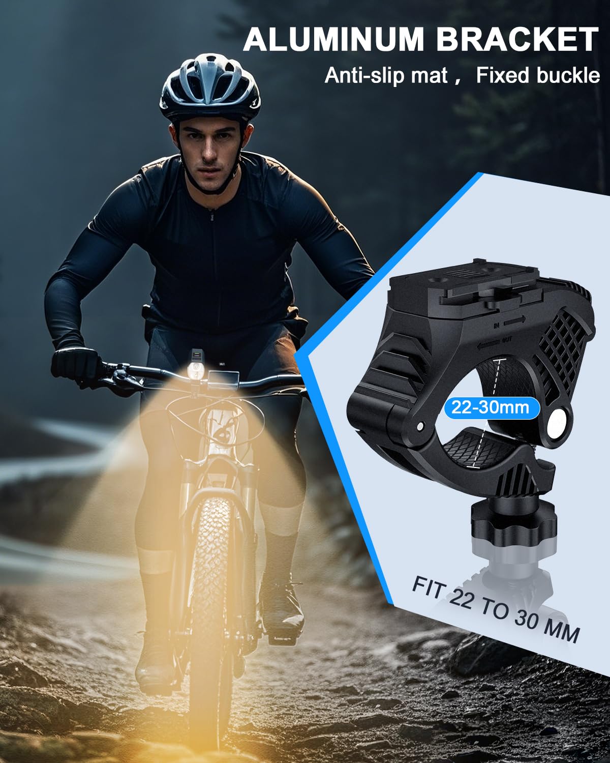 Luci anteriori da 1200 lumen per guida notturna, 5+5+3 modelli e display di potenza a LED, faro per bicicletta ruotabile a 360° con abbaglianti anabbaglianti, 5000 mAh, ricaricabile e