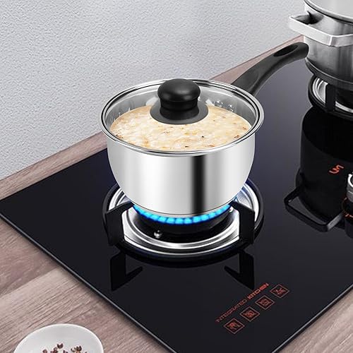 Miniatura 2 de Juego de ollas de acero inoxidable con tapa, 6 piezas, sartenes de 1 cuarto de galón, 2 cuartos y 3 cuartos de galón, juego de ollas de acero