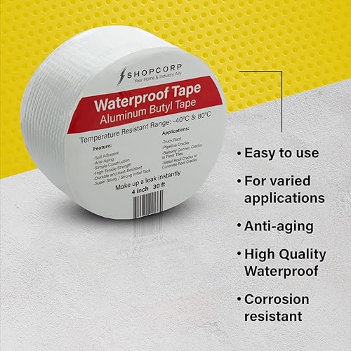 Miniatura 10 de Cinta multiusos de butilo de aluminio plateado impermeable  Lámina profesional de alta resistencia al calor plateada para sellar, parchear y reparar