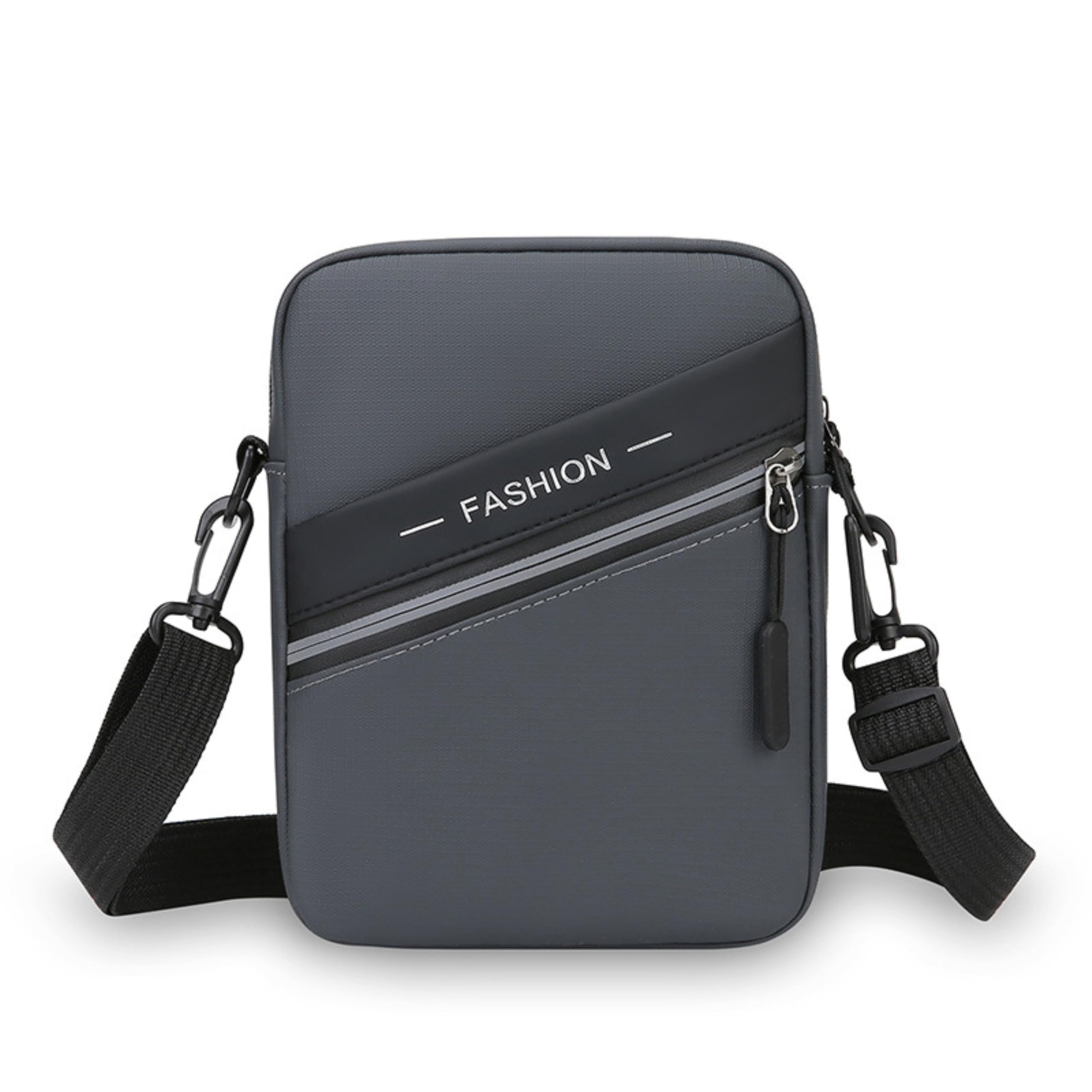 PU Leather Small Crossbody Sling Bag for Men & Women | Travel Passport Pouch with 4 Zipper Compartments, Open Receipt Pocket & Adjustable Detachable Strap | 18cm x 6cm x 19cm