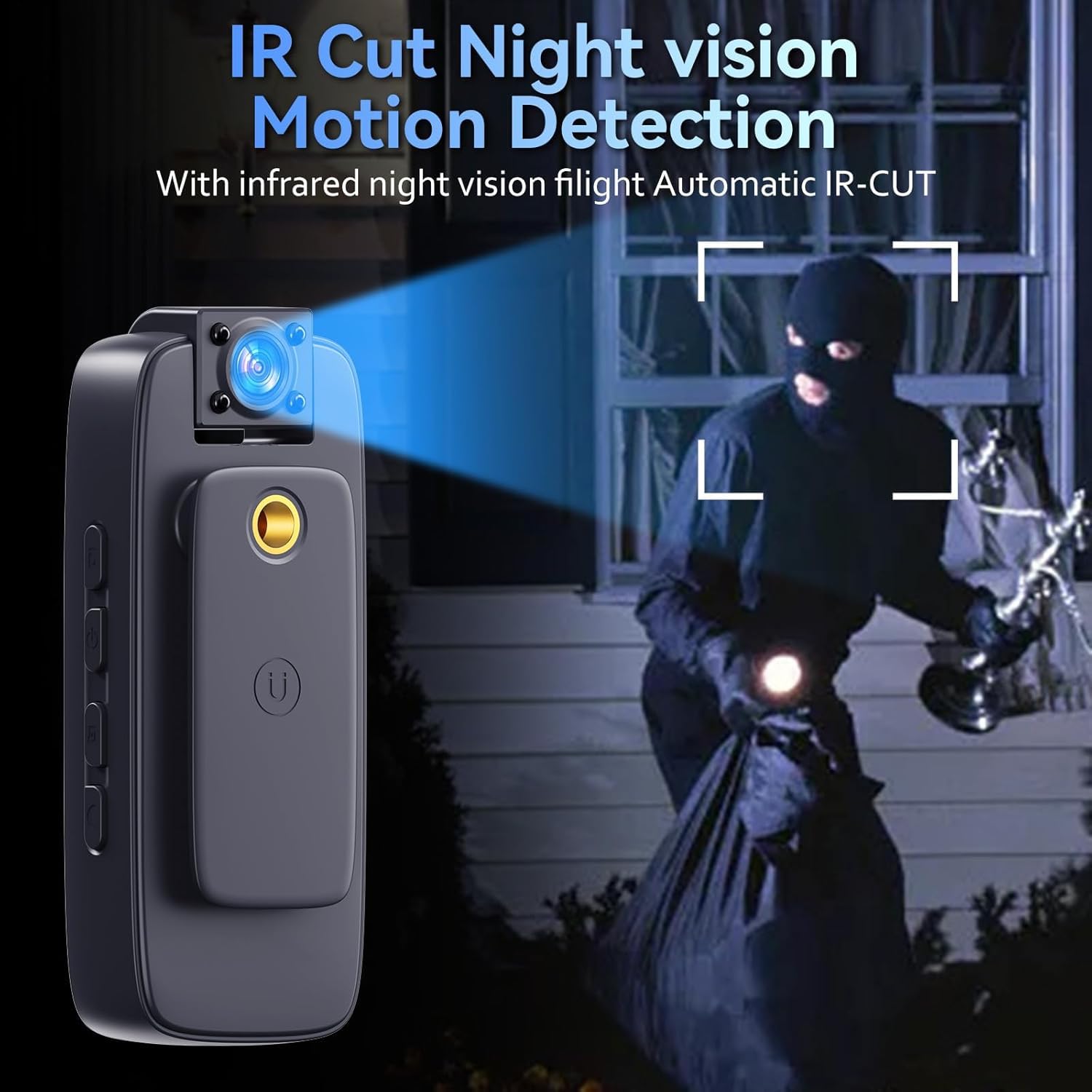 BodyCam 256G Impermeabile con Funzione di Visione Notturna, Videocamera Indossabile 4K con Telecamera Ruotabile a 180°, Batteria da 180 Minuti per Ciclismo,Sport All'Aperto,Viaggi, Polizia