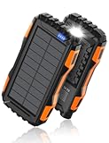 Power-Bank-Solar-Charger - 42800mAh Portable Charger,Solar Power Bank,External Battery Pack 5V3.1A Qc 3.0 Fast Charger Built-in Super Bright Flashlight (Orange)
