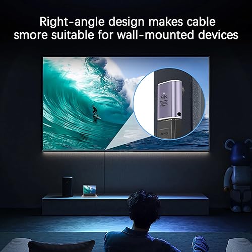 Miniatura 5 de PNGKNYOCN Adaptador HDMI 8K de 90 grados, paquete de 2 adaptadores de ángulo recto HDMI 2.1 macho a hembra de 48 Gbps compatible con 8K 60Hz, 4K