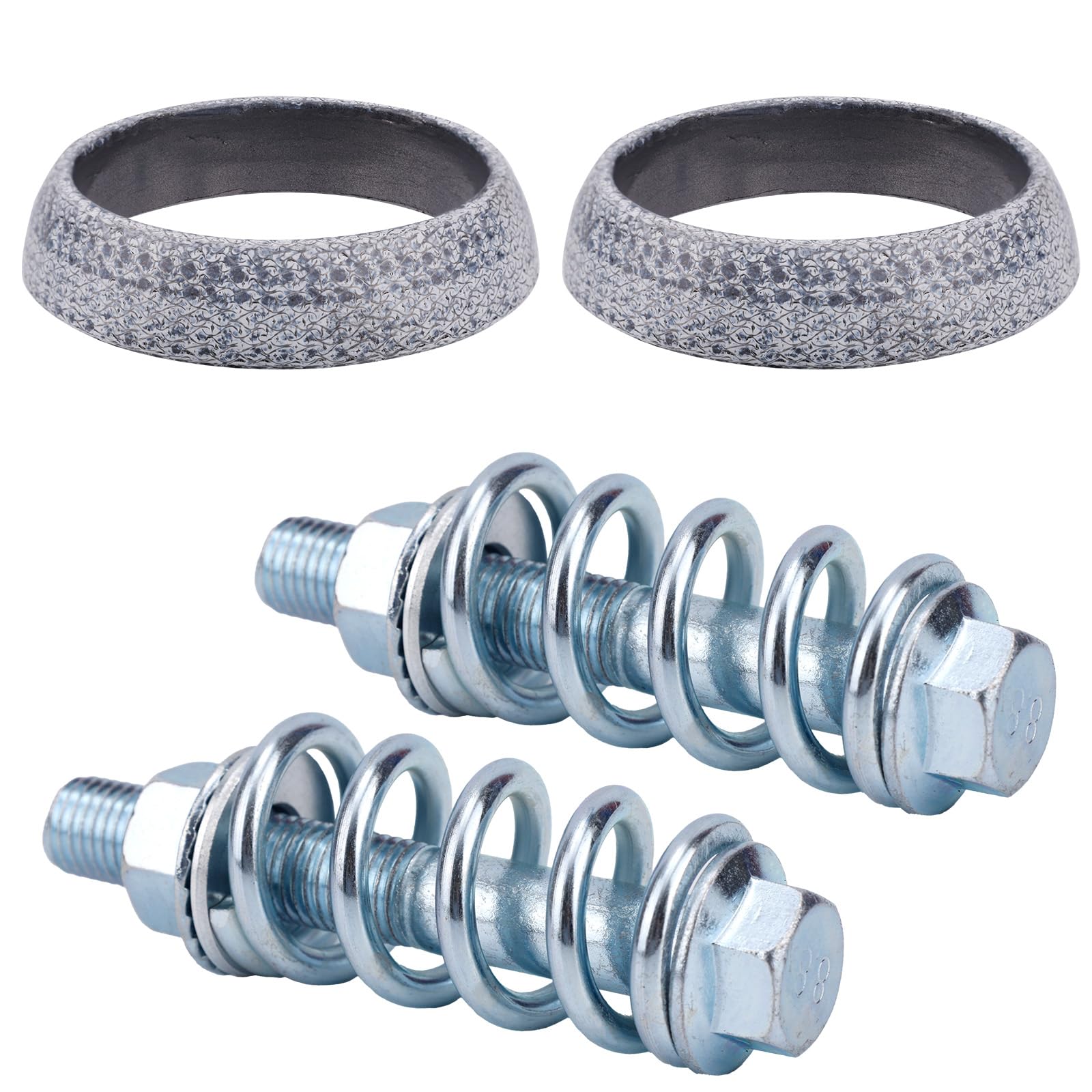 BOXOB 2 Guarnizioni Collettore di Scarico 60mm, Bulloni con Molle Ammortizzanti per Riparazione Scarico Auto Camion SUV