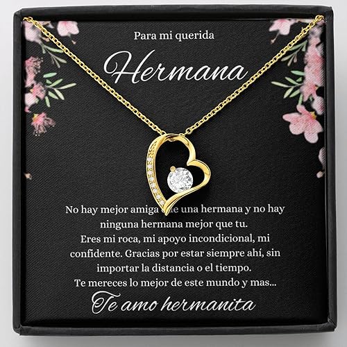 Regalos para hermanas en español Collar De Corazon Para mi Querida Hermana Regalos De Cumpleaños Para Hermana Aniversario Regalo de Amor Para