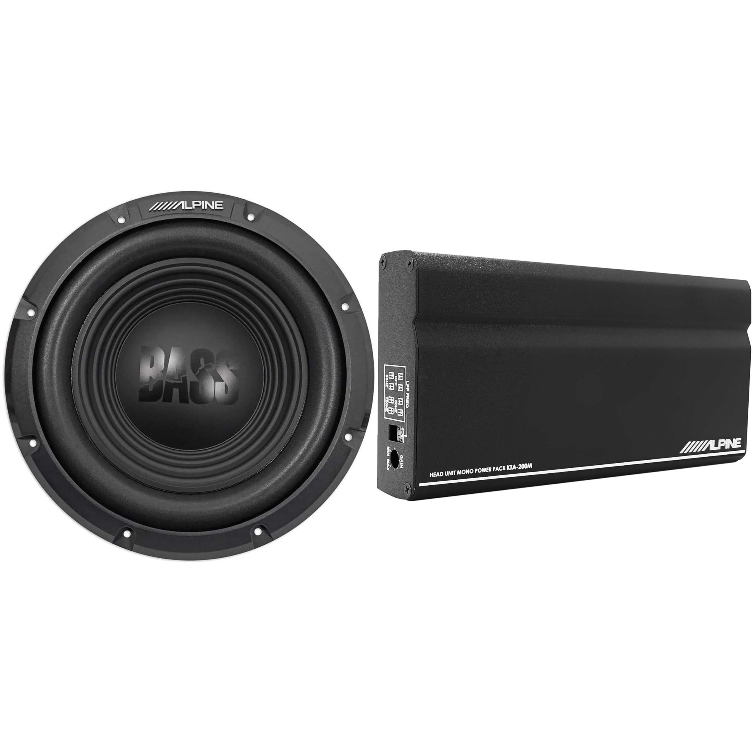 Alpine W10S4 10-Inch Bass Subwoofer & KTA-200M Mono Power Pack Amplifier with PowerStack Capability Bundle