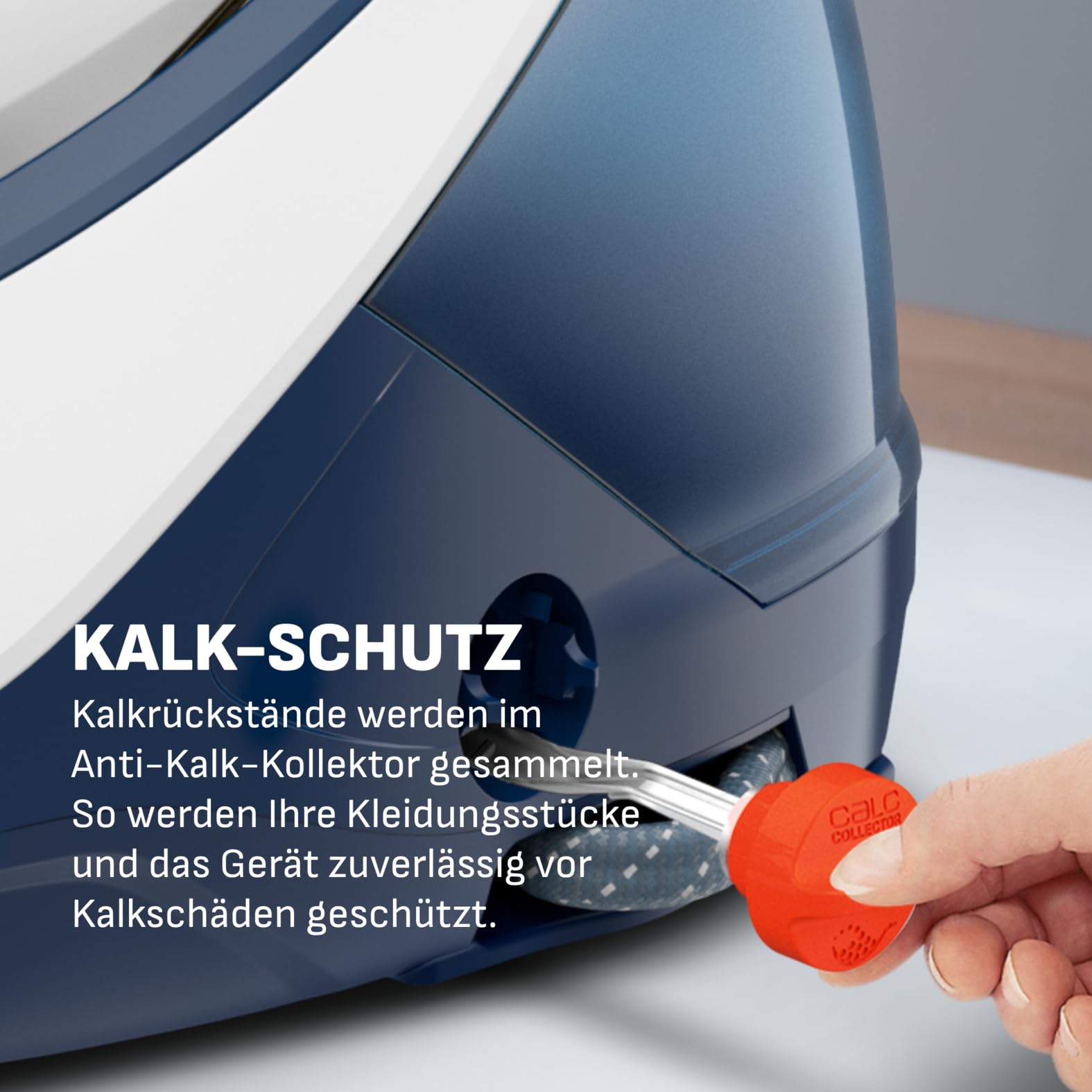 Tefal Pro Express Protect Dampfbügelstation, 7,6 Bar Dampfdruck, variable Dampfmenge: 140 g/Min., Dampfstoß: 550 g/Min., Anti-Kalk-Kollektor, vertikale Dampffunktion, blaugrau/weiß, GV9225
