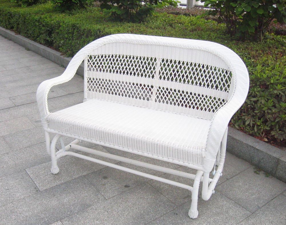 Oakland Living Coventry Wicker Glider, White Outdoor And
