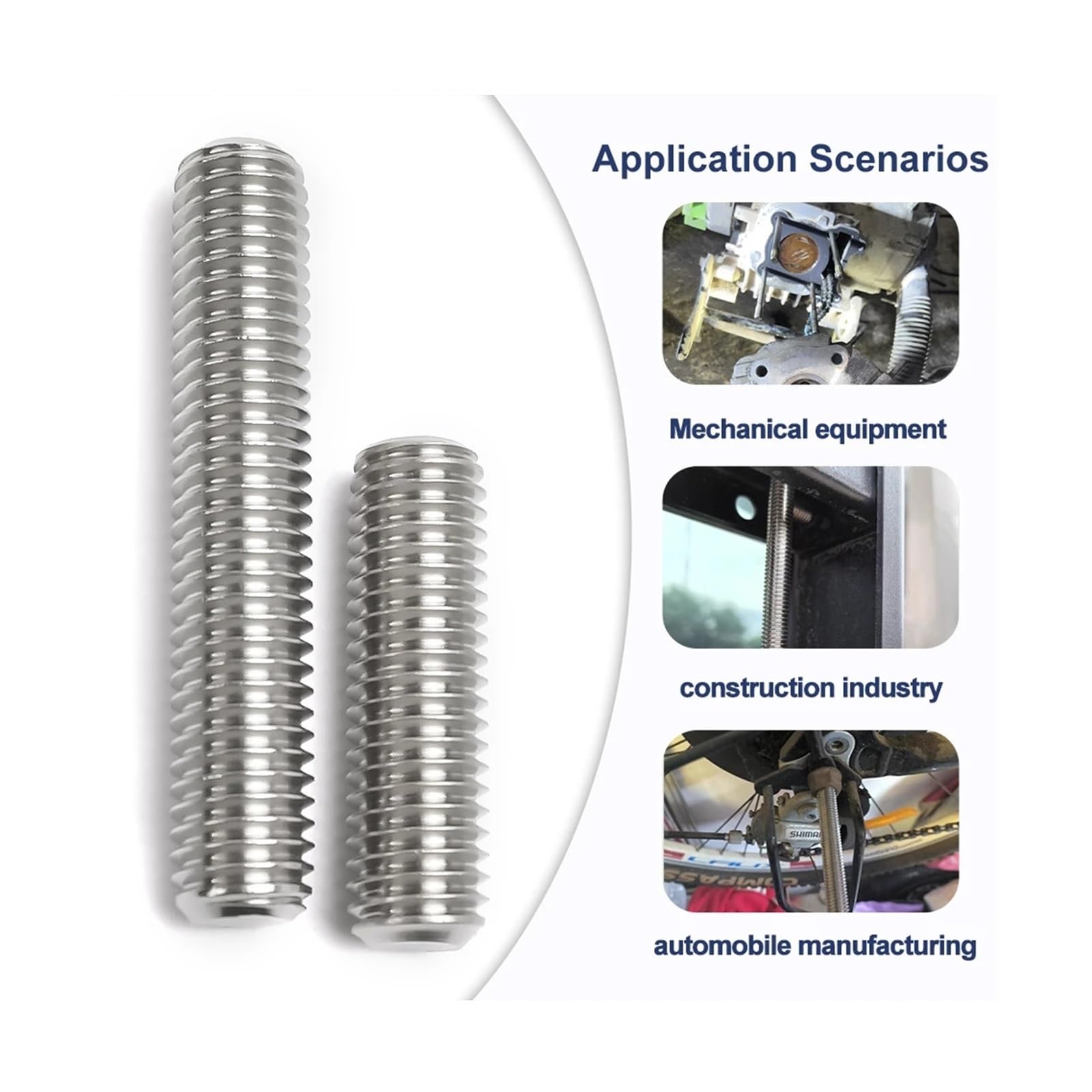Perno de varilla completa de acero inoxidable M3 M4 M5 304, longitud de 16mm-500mm, tornillos de varillas de rosca sin cabeza completamente métricos(500mm (1pcs),M4)