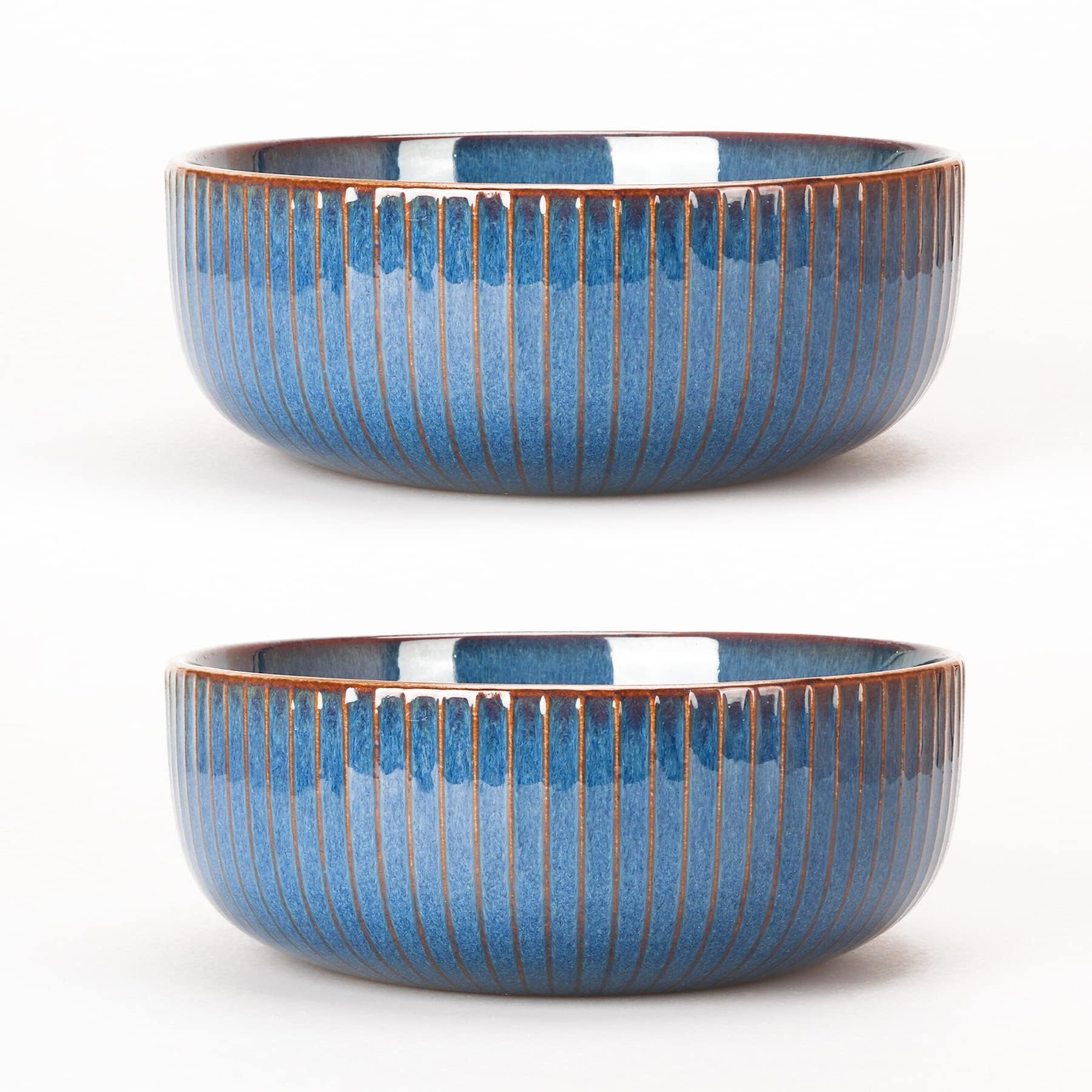 CSYY Salatschüssel aus Keramik, 2PCS 1800ML Große Porzellan Salatschale Oder Suppenschale 21cm,Blau