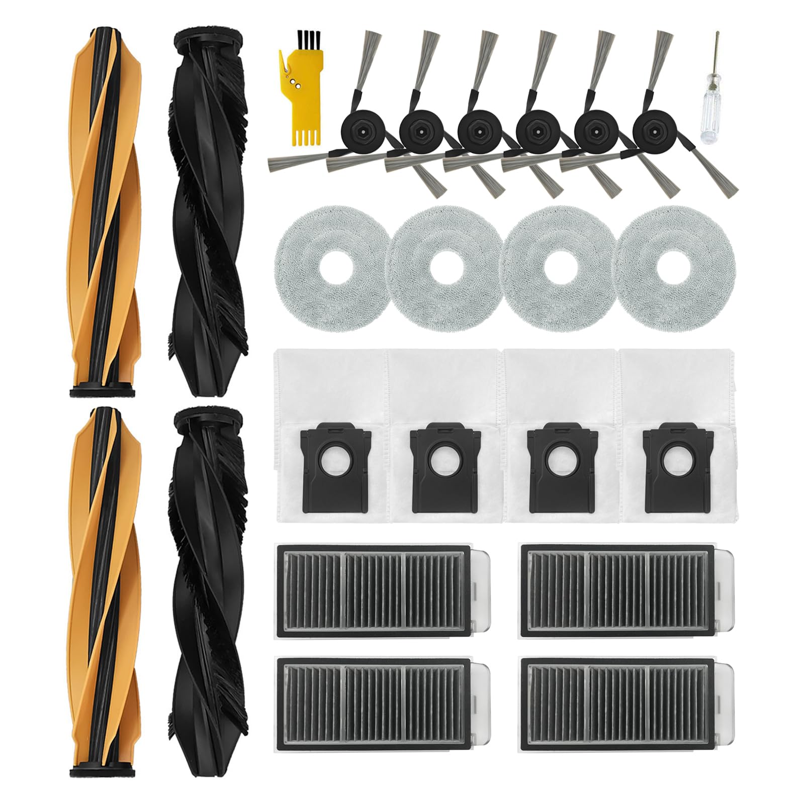 Recambios para el robot aspirador dreame X50 Ultra Complete / L40s Pro Ultra/Mova V50 Ultra Complete 2 juegos de cepillos principales, 4 filtros, 6 cepillos laterales, 4 paños, 4 bolsas