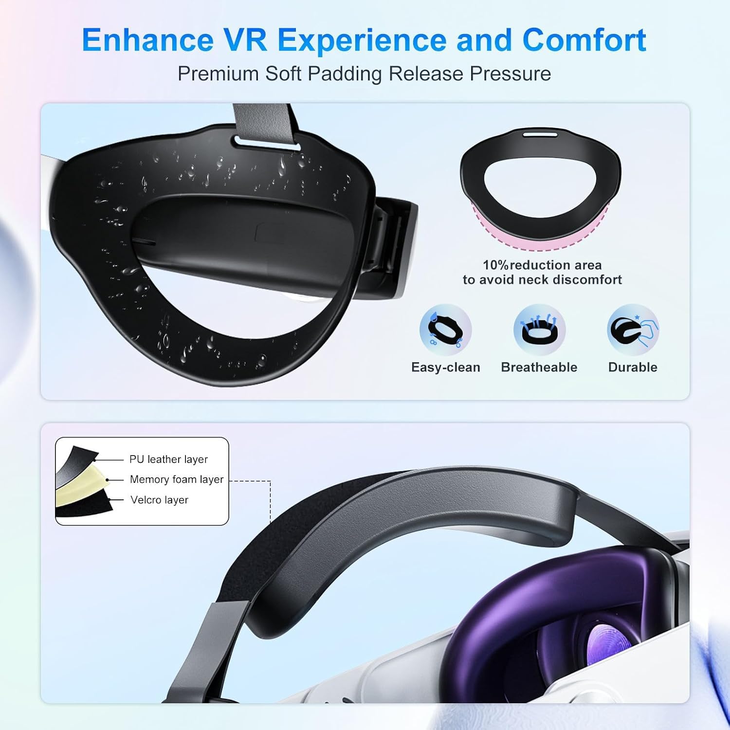 Fascia per batteria per Quest 3, 10000 mAh, accessorio per cuffie VR per Quest 3, comoda cinghia regolabile per la testa con tempo di riproduzione esteso per accessori Quest 3