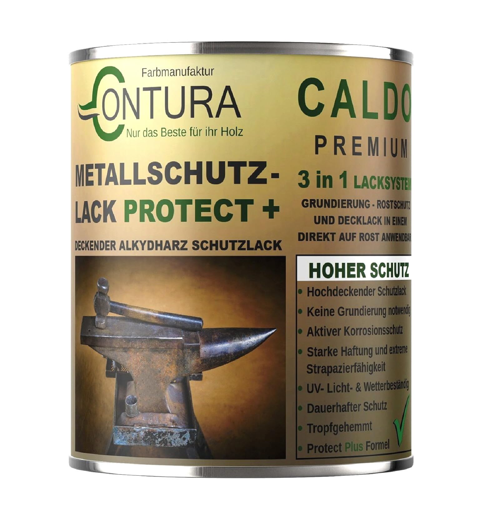 Contura 3in1 Rostschutzfarbe Metallschutzlack Seidenmatt RAL Metall Lack Farbe Grundierung (Farblos, 2,5 Liter)