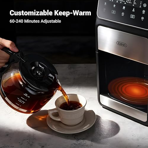 Miniatura 4 de Gevi Cafetera de Goteo de 10 Tazas con Molinillo Integrado, Máquina de Café Combinada Moler y Preparar con Molinillo de Rebabas con Pantalla Táctil,