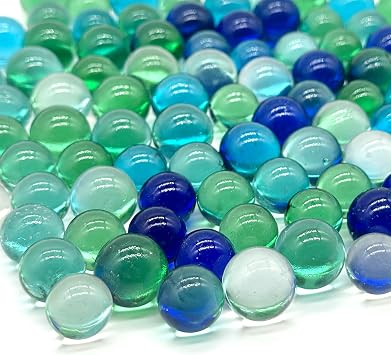 Lagincig 97Pcs Glass Marbles Set 5 Color Mix 14mm & 16mm Sizes for Marble Bounce Game DIY Decoration