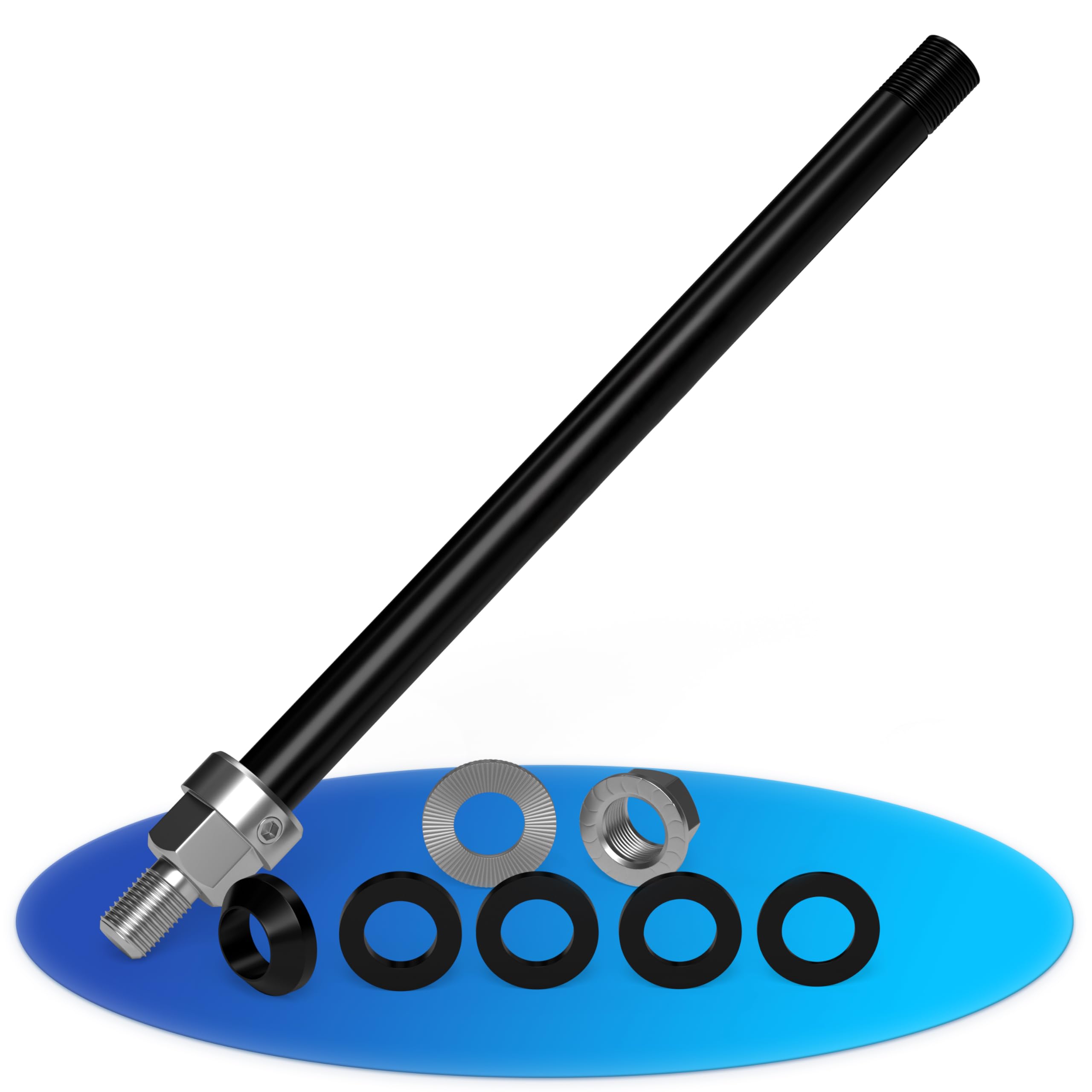 LAINFELD Steckachse für Fahrradanhänger | M12 - Länge 160-172mm | Fahrradanhänger Steckachse mit Adapter für Anhänger Anhängerkupplung Kupplung