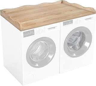 CraftHome Washer Dryer Countertop,54''X27.6'' Wave Edge Wood Shelf Topper with Anti-slip Patches,Laundry Room Washer and Dryer laundries Hamper Counter Storage Organization (OAK)