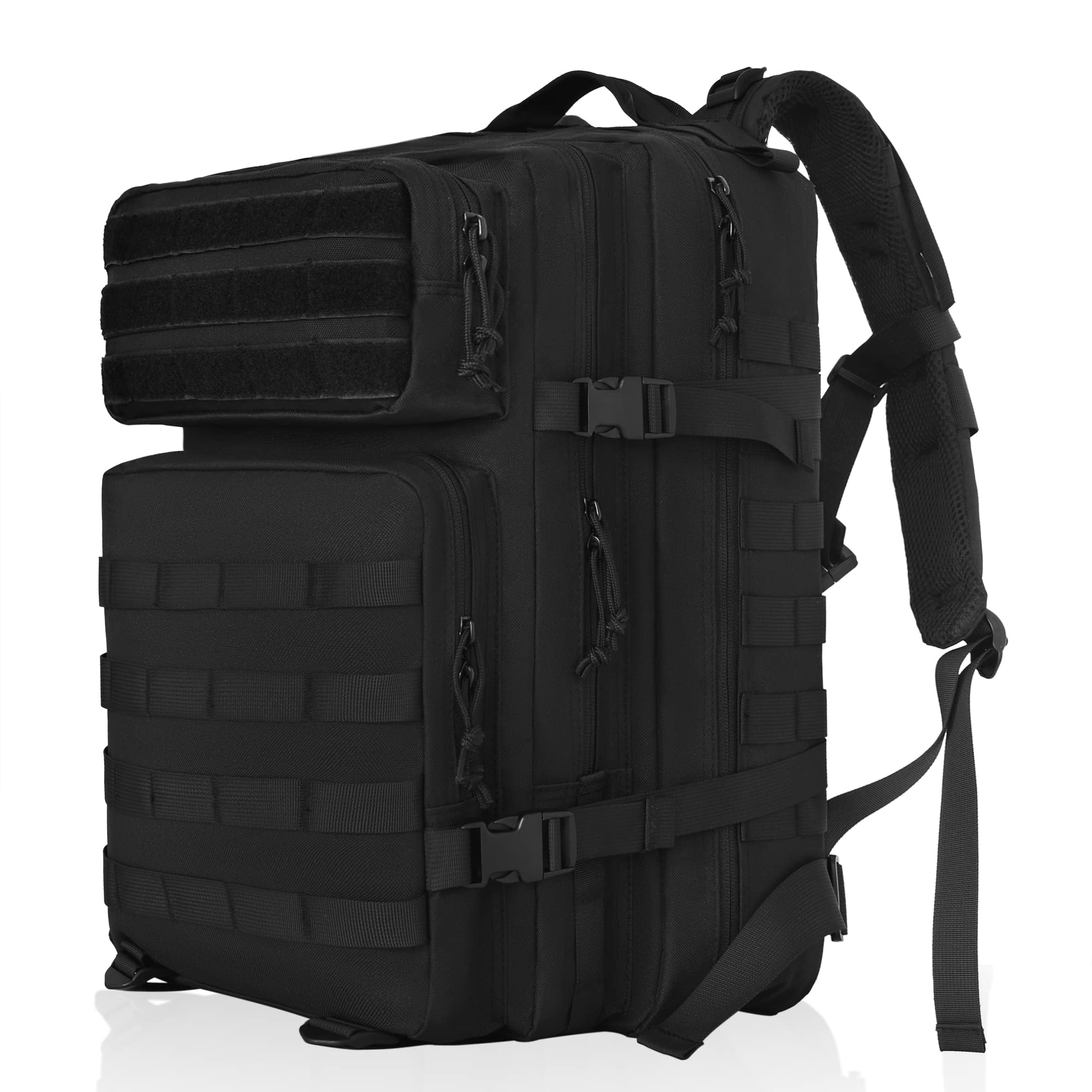 OUUTMEE Military Tactical Backpack Large Capacity Army Assault Military Backpack Daypack, black, 45L